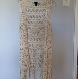 3 for 15 Forever 21 Ivory Boho Macrame Fringe Vest